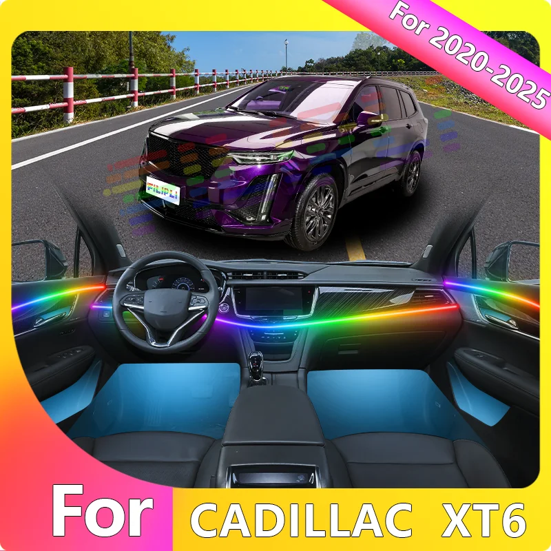 

FILIPLI For The CADILLAC XT6 For 2020 Voice Controlled Car Interior LED Mood Light Cyberpunk Car Ambient Light Easy To Install