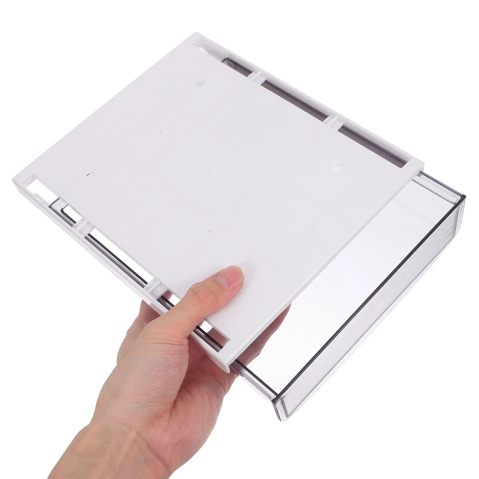 

Self Adhesive Under Desk Drawer Transparent Hidden Slide Out Storage Organizer Box for Table Stationery Supplies