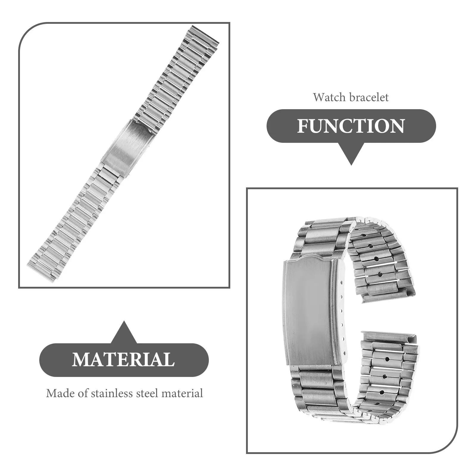 

Stainless Steel Watchband 15Mm Elegant Design Smooth Texture Long Service Time Men Women Thanksgiving Day Gift Idea
