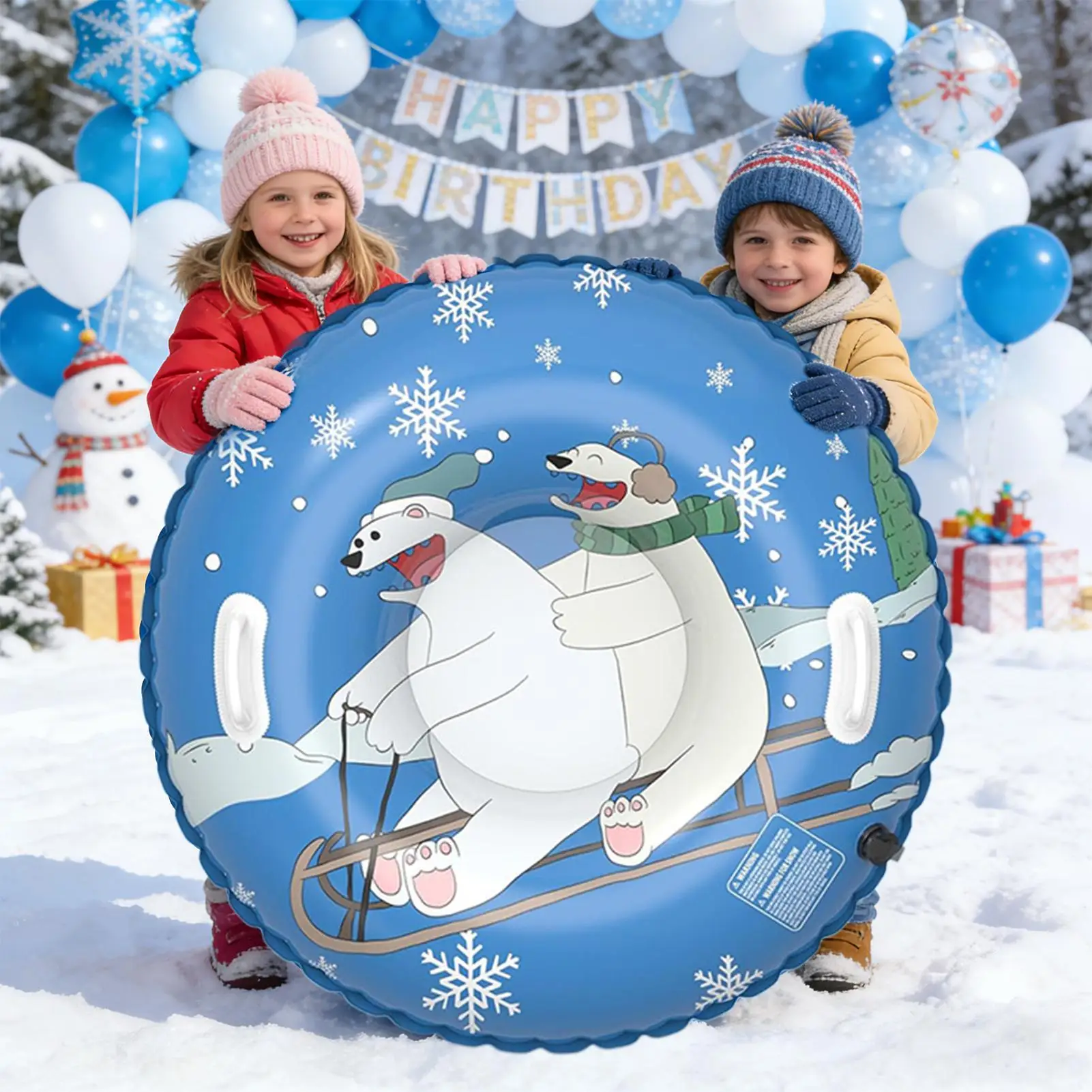 Snow Tube Thickened Inflatable Winter Toys Winter Sled With Handle For Kids Adults Family Ski Outdoor Backyard Sports Activities