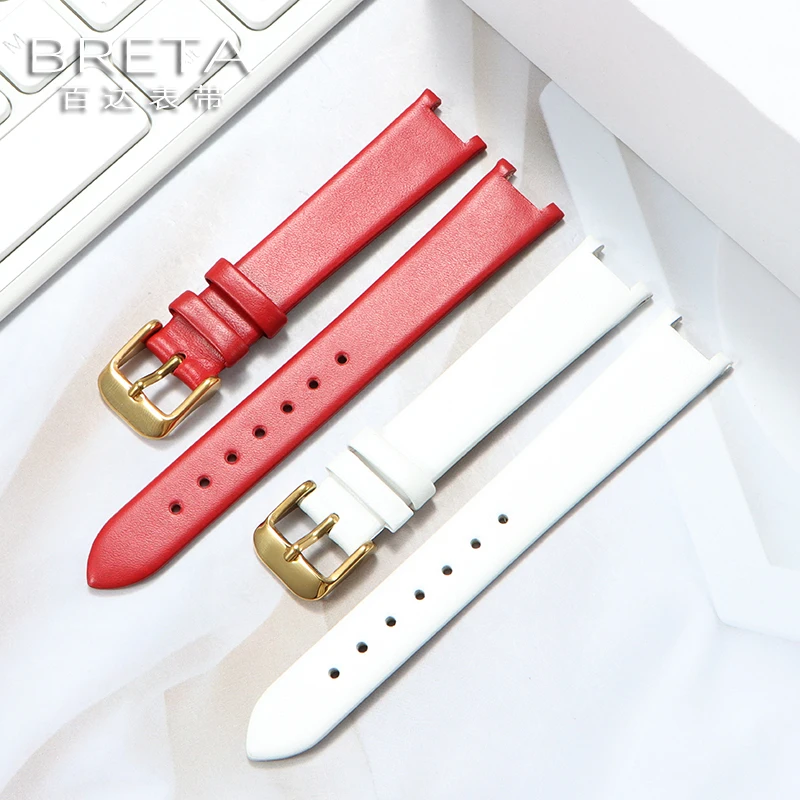 Correa de piel con muescas para Gucci Watch GC Ya 141501   Ya Ya. 141401   Correa de reloj para mujer 12x4mm 14x4mm pulsera blanco negro