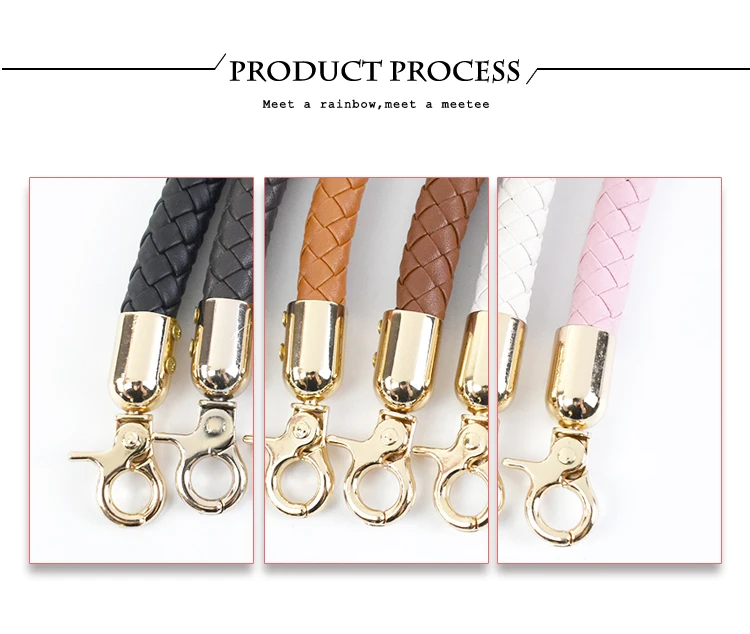 2Pcs 30/40/60mm Bag Handles Colored Replaceable Leather Shoulder Strap Fashion Handbag Weave PU Metal Buckle Accessories
