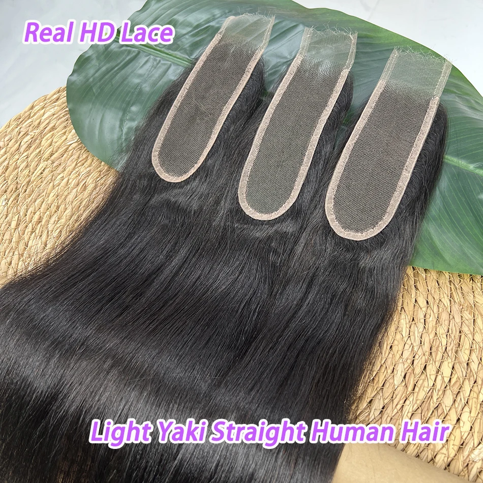 ضوء ياكي مستقيم 2x6 HD الدانتيل إغلاق فراق عميق قبل قطعها ابيض عقدة الدانتيل اللون الطبيعي 100% الخام شعر بشري لعذراء