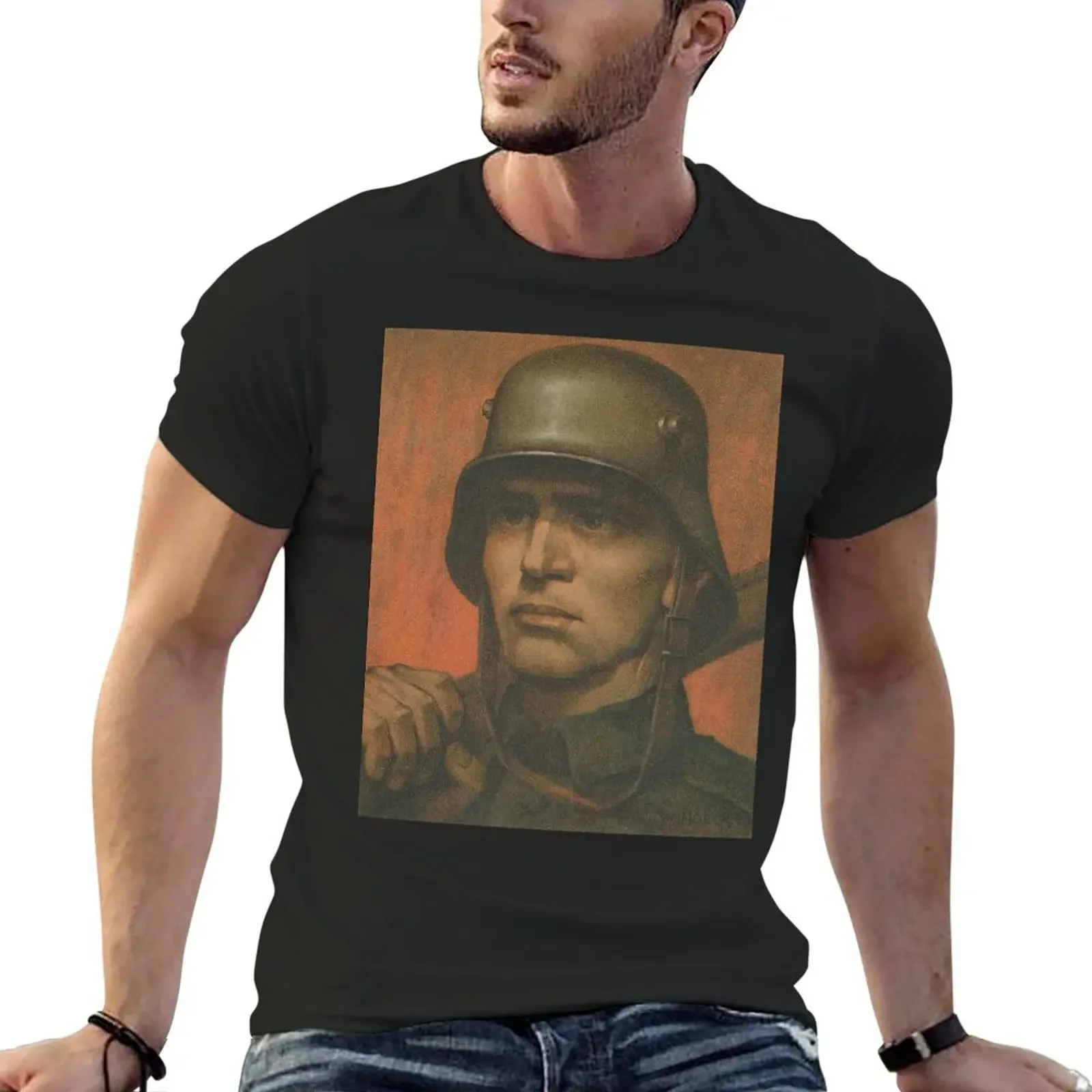 

German Soldier Portrait, WW! T-Shirt oversized vintage anime figures shirts graphic tees black t-shirts for men