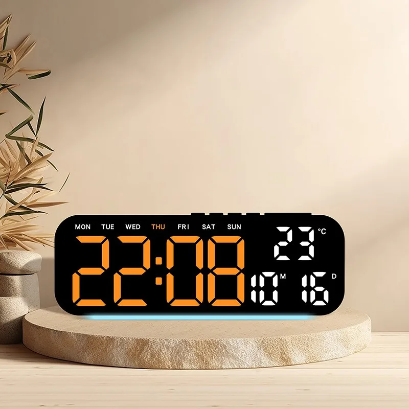 Nordic Colorful Luminous Electronic Clock Multifunctional Alarm Clock Date Temperature Display Bedside Ornament Students Wake Up