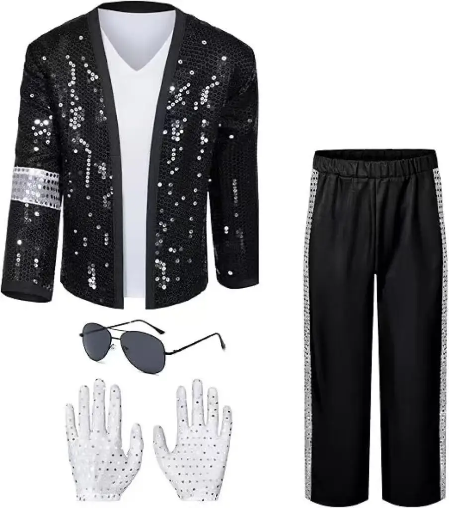 Kids Michael Jackson Costume Boys Superstar Singer Outfit Halloween Carnival Stage Performance Dance Cosplay Party Costume image 5