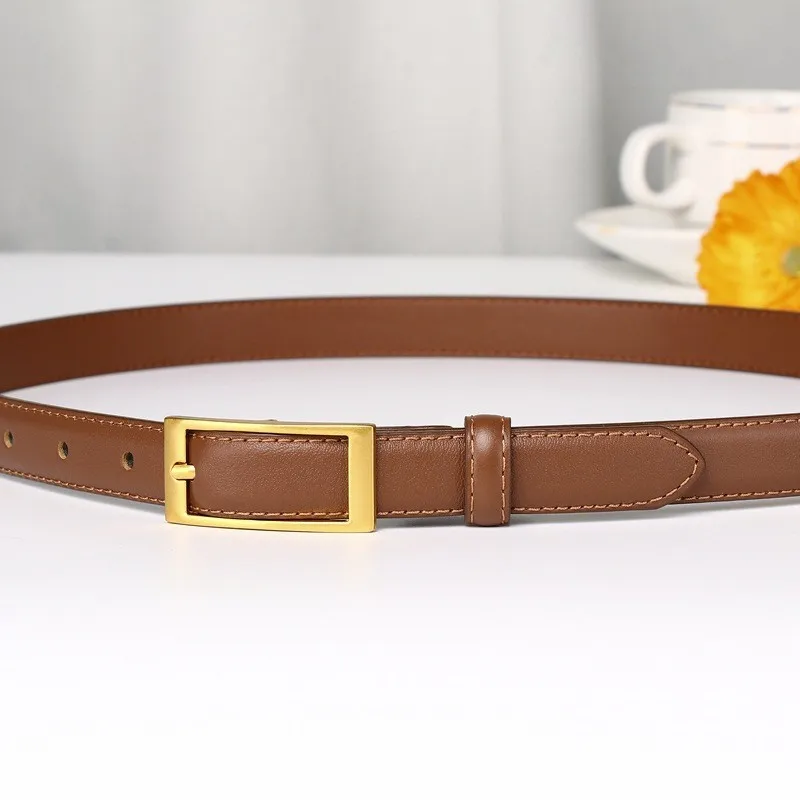 Minimalist light luxury high-end style belt for women leather fashion ladylike versatile decoration fine