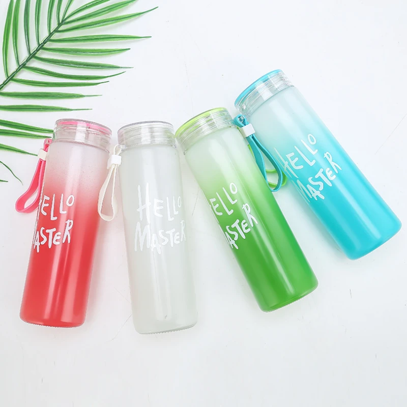 

400ml Water Bottle with Lifting Rope Sport Fitness Frosted Leak-proof Cup Motivational Portable Water Bottle for Students Girls