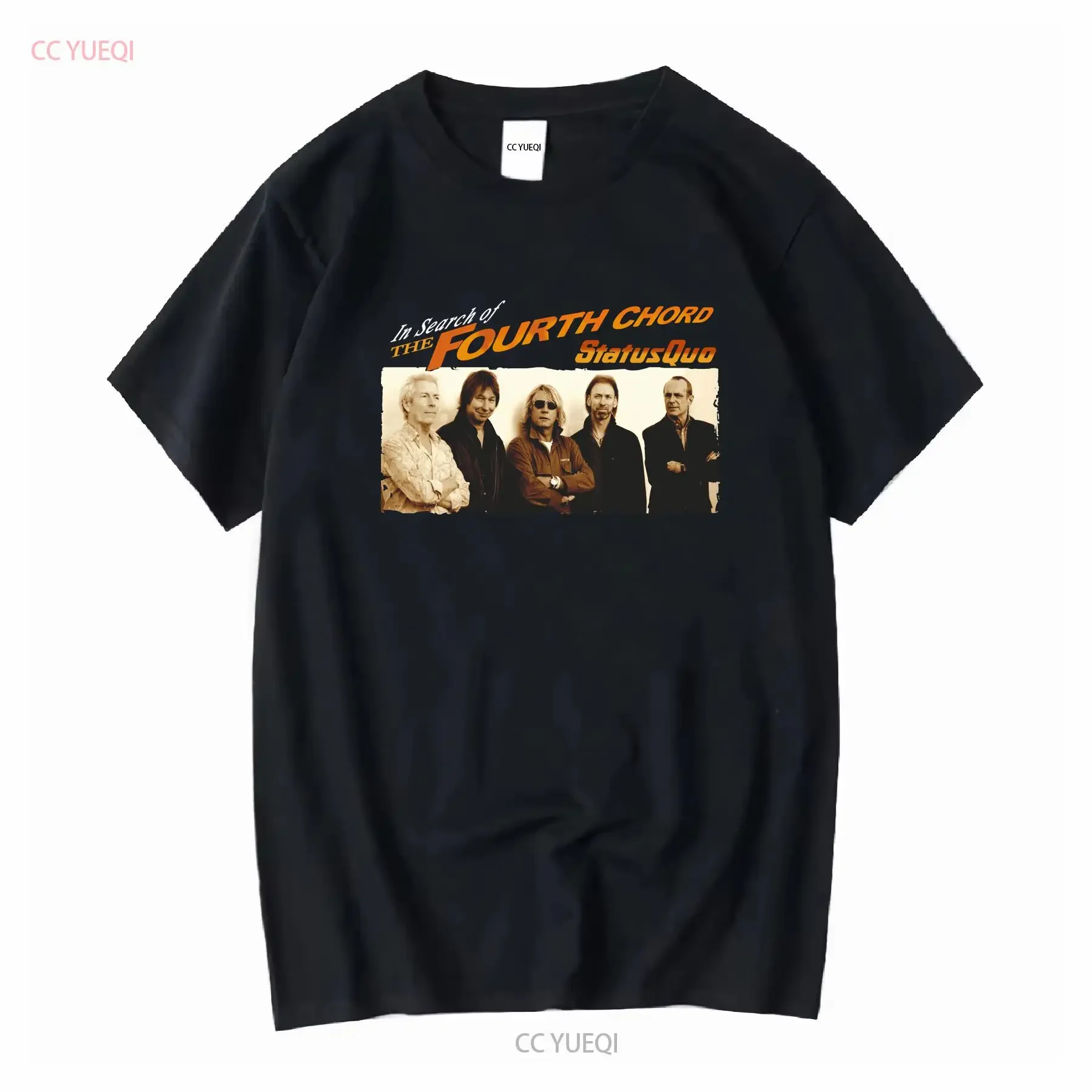 Status Quo T-Shirt, Größe L, Schwarz, Tour-Konzert, Oversize, Rock'n'Roll, lange oder kurze Ärmel, Vintage, gewaschen, lässig, vielseitig, Unisex