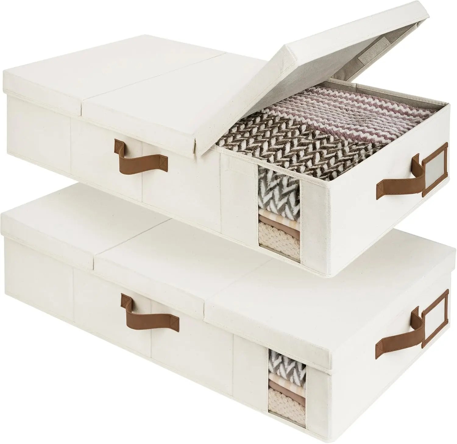 

Under Bed Storage with Lid, Underbed Storage Containers with Handles, Underbed Organizer for Bedroom, Foldable Clothing