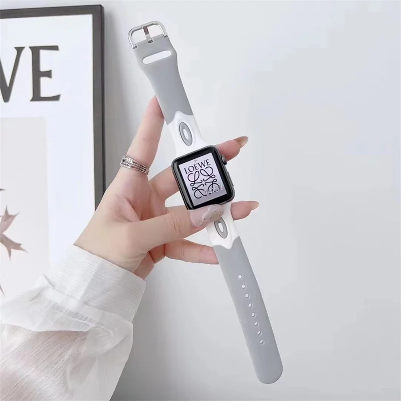 الملاك العين خياطة اللون سيليكون حزام ل أبل سلسلة ساعة 7 6 5 4 الرياضة العصرية ساعة معصمه ل iWatch smartwatch