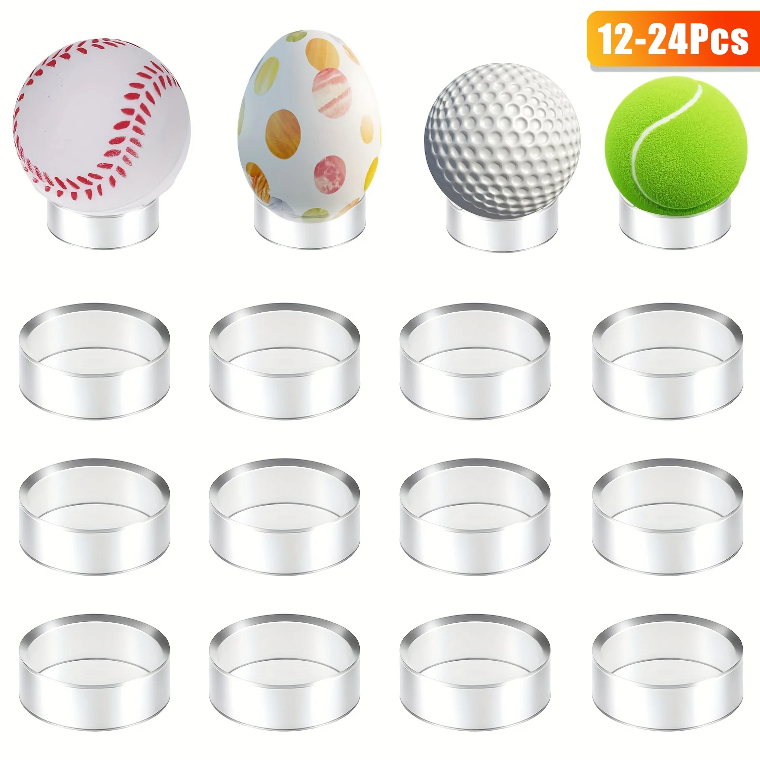 

12-24Pcs Clear Sphere Display Stand Round Acrylic Ring Stands Baseballs Stand Sphere Holder for Decorative Eggs Crystal Balls