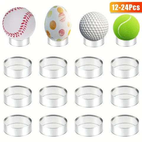 12-24Pcs Clear Sphere Display Stand Round Acrylic Ring Stands Baseballs Stand Sphere Holder for Decorative Eggs Crystal Balls