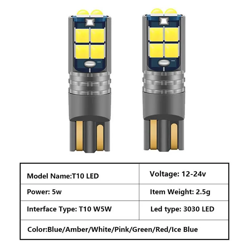 1x T10 W5W LED Canbus 12V 24V Led Bulbs 10SMD 194 168 Auto Car Interior Light Plate Dome Reading Lamp Clearance Light