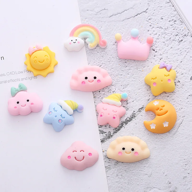 

20Pcs Stars,Rainbows,Clouds Resin DIY Accessory Can Be Used As An Accessory for Handmade Hair Clip Keychain Bracelets Pendants