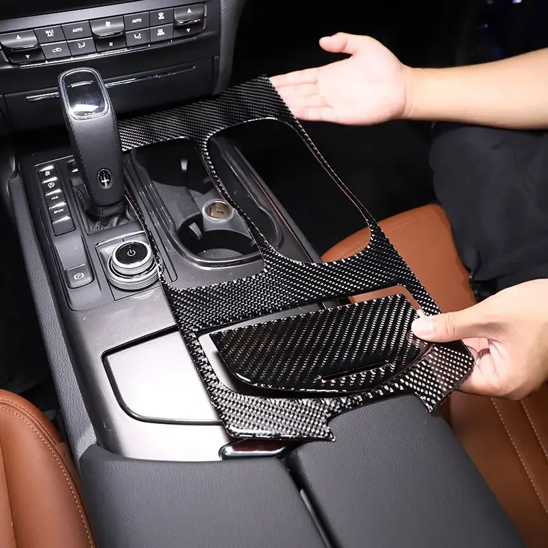 Für Maserati Ghibli 2014-2022 Weichen Carbon Auto Center Control Getriebe Panel Abdeckung Trim Aufkleber Auto Zubehör