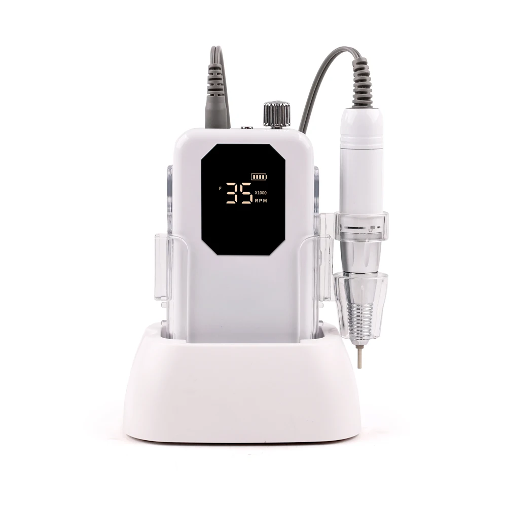 Cordless Electric Nail Drill Machine 35000rpm Drill Set for Pedicure Rechargeable Battery Wireless 45W Carbon Motor
