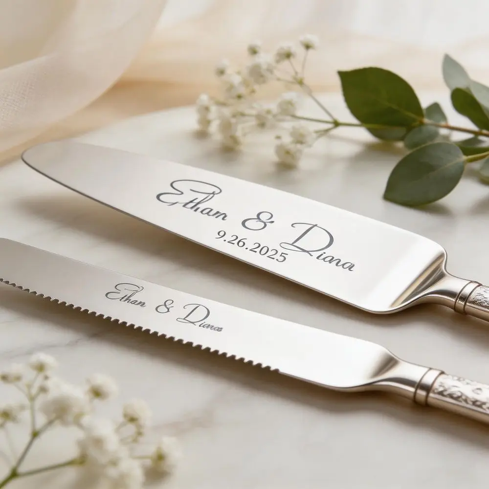 Personalized Wedding Cake Knife Set Engraved Gold/Silver Cake Server Custom Mr Mrs Cake Cutting Bridal Shower Anniversary Gift