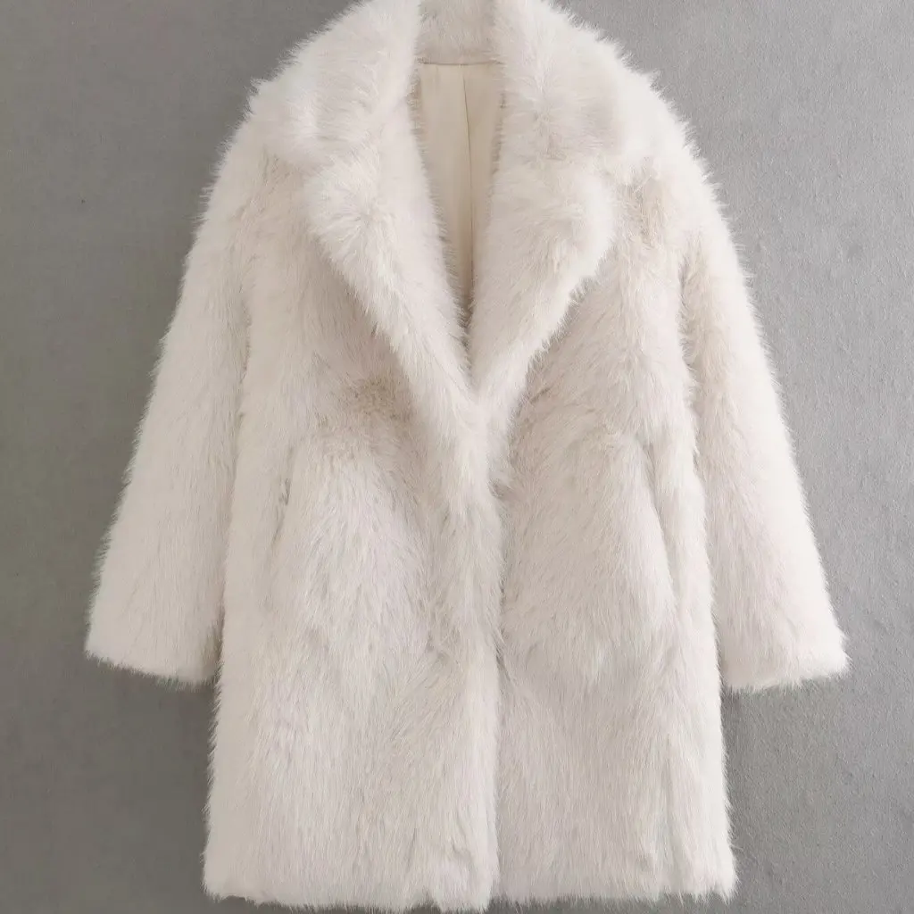

Women's plus Size Long Imitation Fur Coat Spring Autumn New European American Style Loose Fashion Outerwear for Ladies
