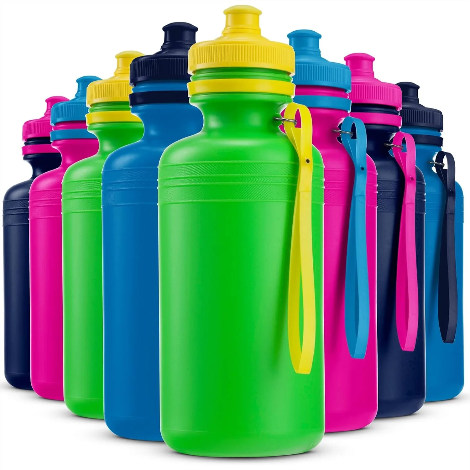 

Bulk Water Bottles for Kids, Pack of 12, 18 Oz BPA-Free Plastic with Pop-Up Tops & Handles for Sports and School