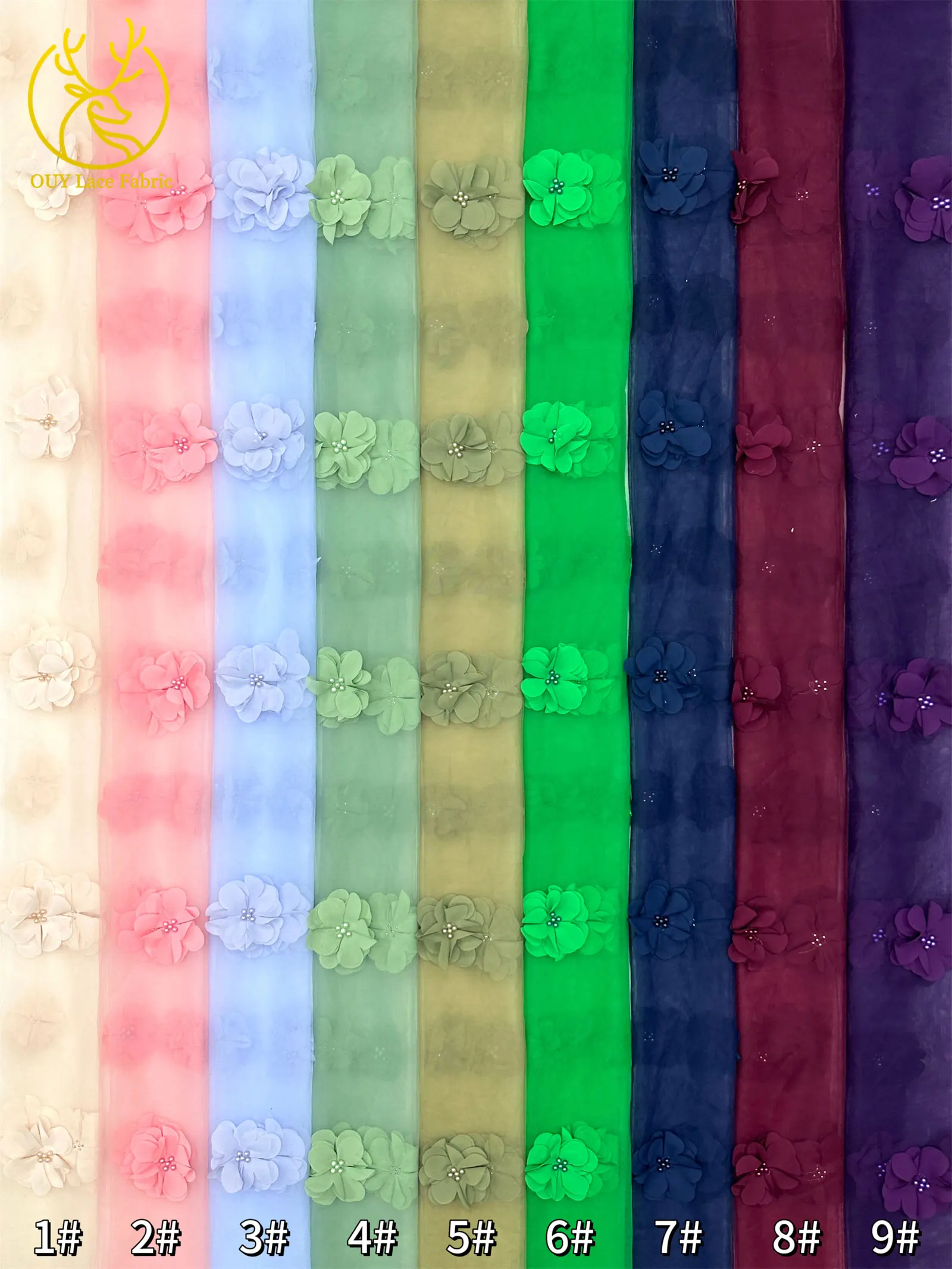 Lila 3D Applikation Tüll Perlen Spitzenstoff Hochwertige 3D Blumen Tüll Netz Stickerei Spitze Nigerianischer Hochzeits-Spitzenstoff – Detail 30