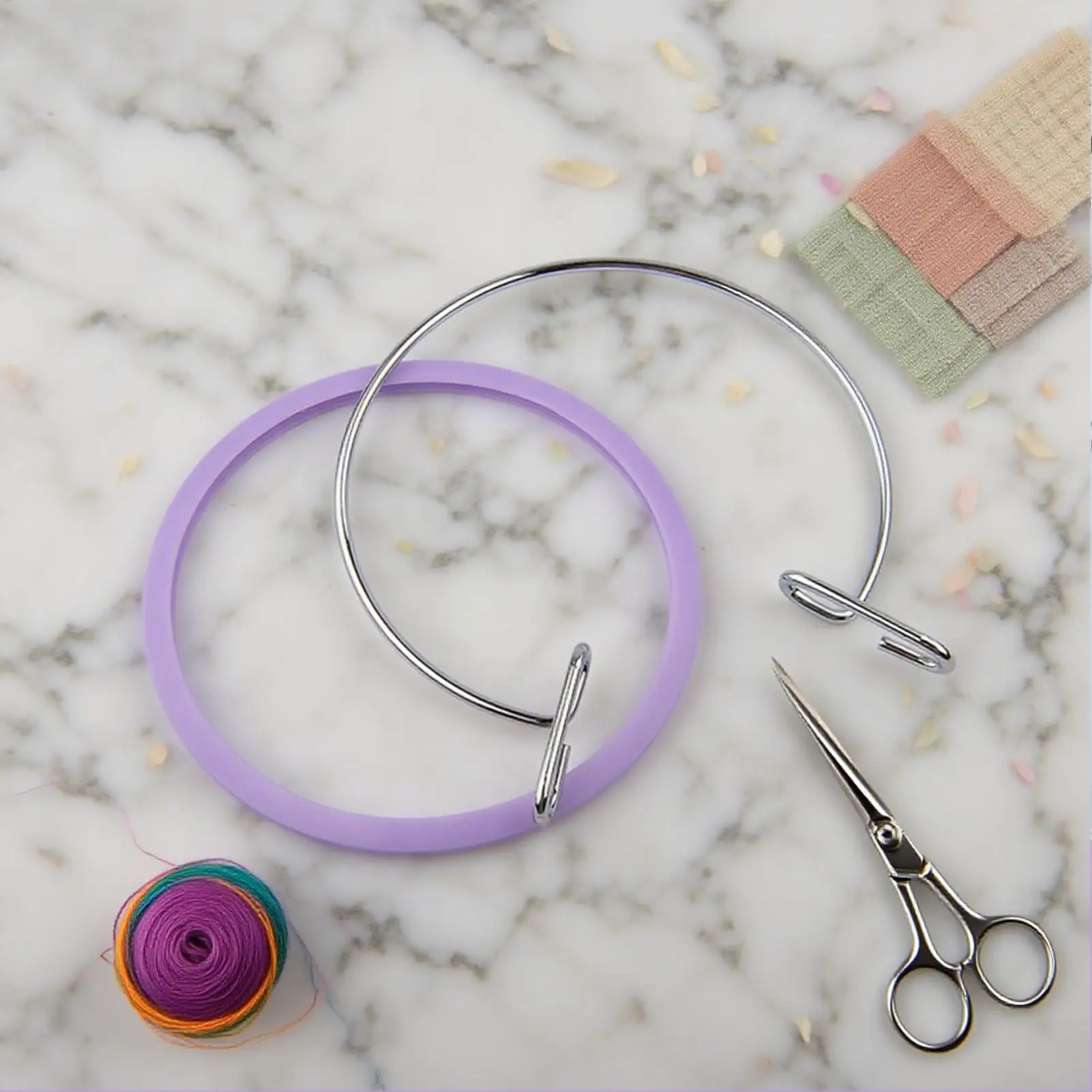 Hoop For Cross Stitching Metal Spring Tension Embroidery Hoop 2 Pieces Adjustable Sewing Art Craft Accessories For Creative view 3