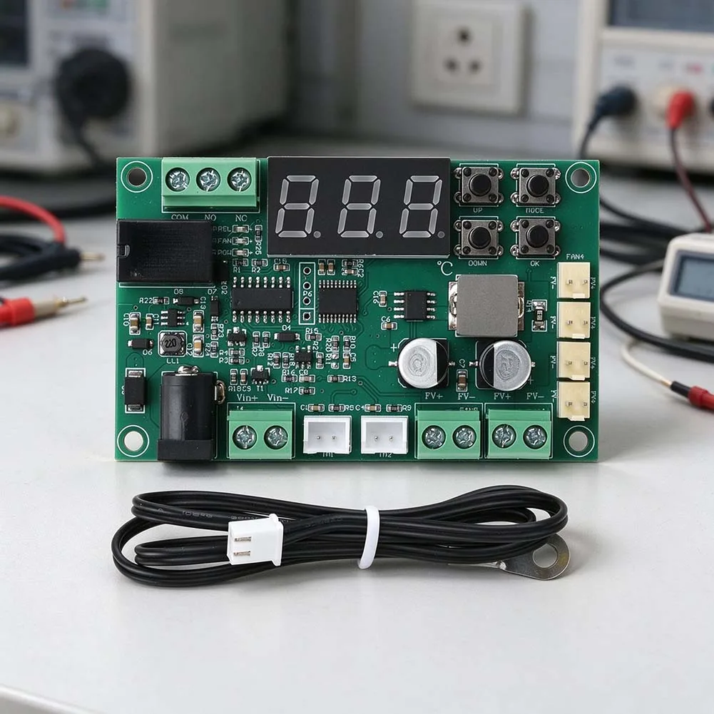DC 12V/24V Fan Controller With Dual Temperature Sensors Adjustable Speed-Governor Module For 2/3/4 Wire PC Case Cabinet Cooling