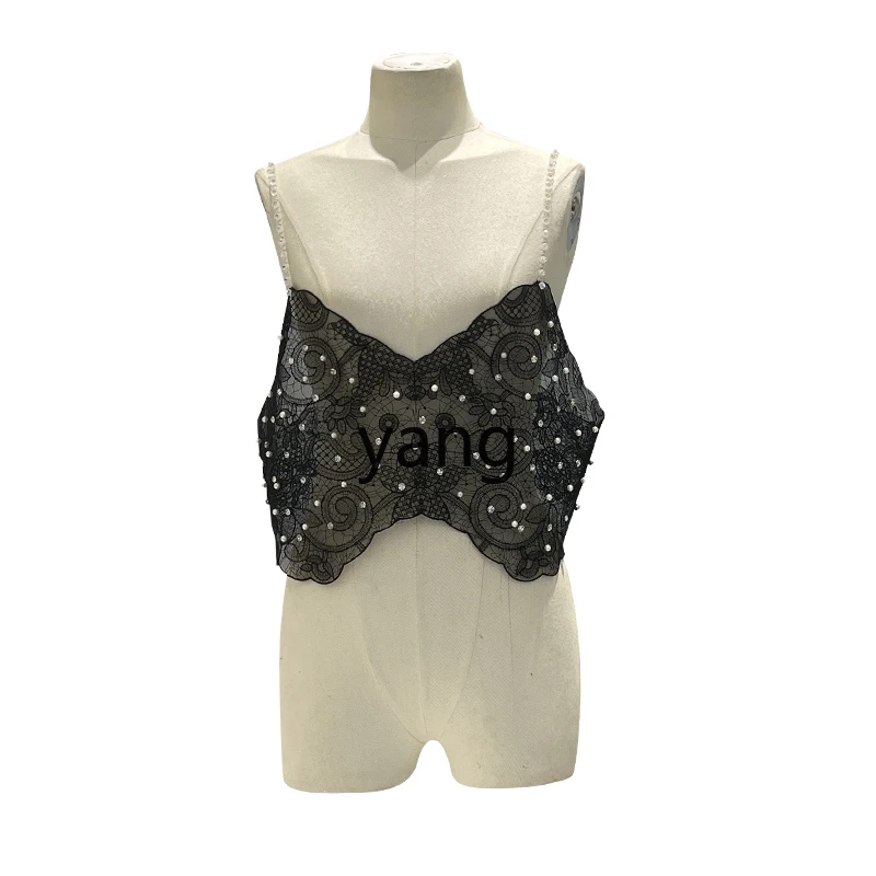 

LMM backless tube top sling, open button diamond sling, beaded performance lace hollow top