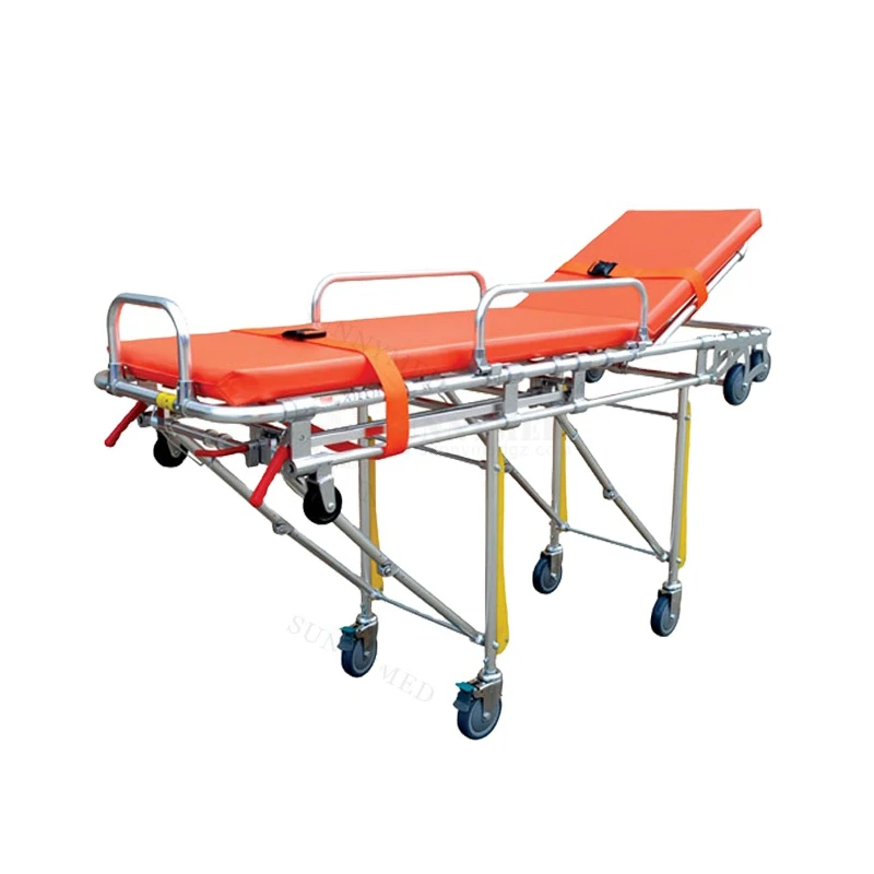 SY-K012 High Quality Medical Folding Adjustable Trolley Ambulance Stretcher with Aluminum Alloy Trolley for Ambulance Rescue