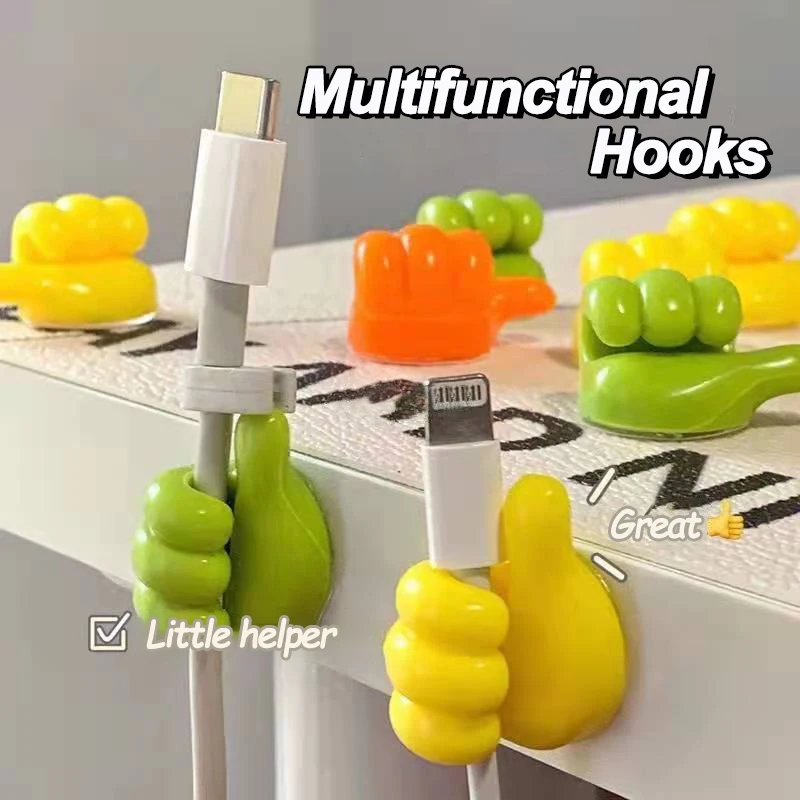 Multifunctional Hook Rubber Clip Rack Thumb Data Cable  Fun Decoration Cute Safety Organizer For Car Kitchen Bathroom