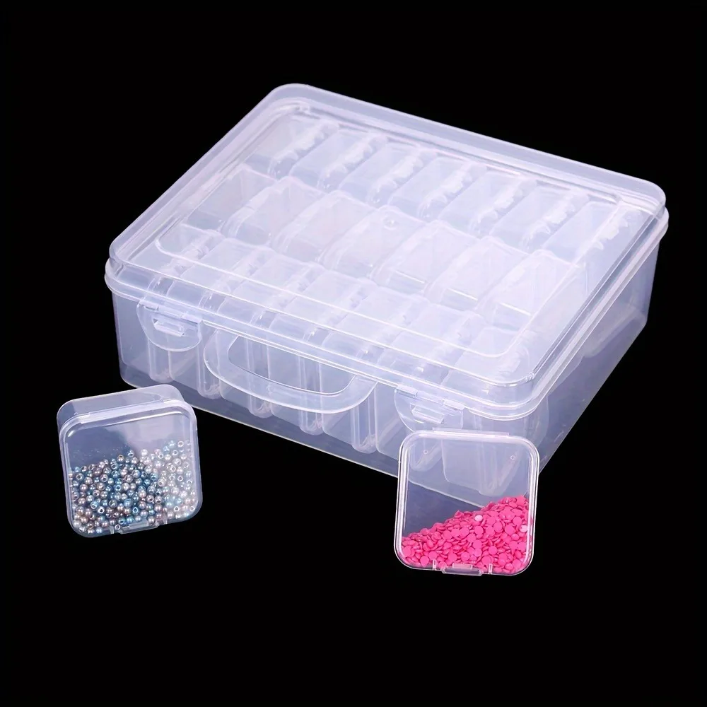 1 Set Plastic Clear Square Box, DIY Craft Diamond Painting Embroidery, Jewelry Rhinestone Storage Container (17/21/24/35/45/58 )