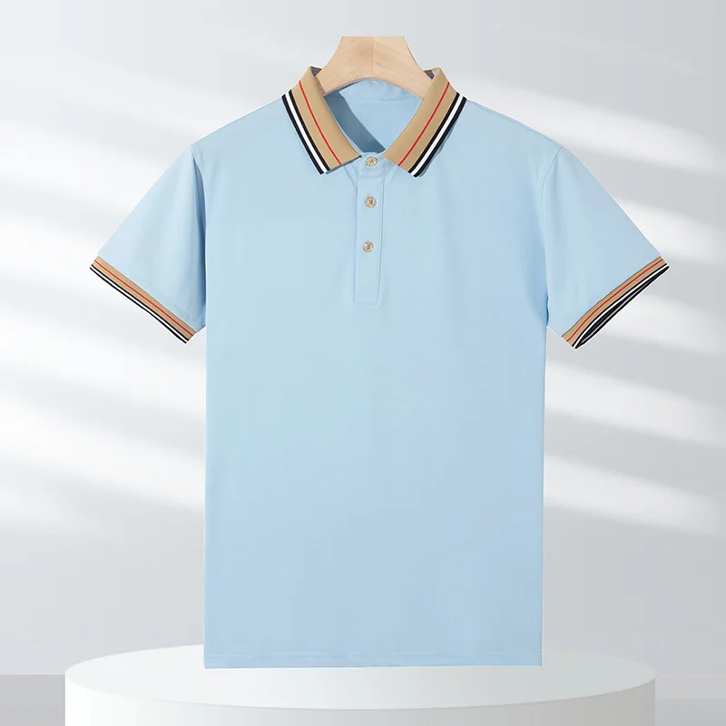 2023 New Cotton Mens T-shirt Short-sleeve Man Business T shirt Short Sleeve Men POLO collar t shirts For Male Cotton T-shirts