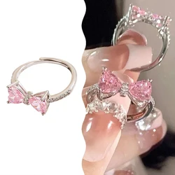 Minimalist Bowknot Opening Adjustable Rings For Women Girls Fashion Creative Irregular Geometric Birthday Party Jewelry Gifts