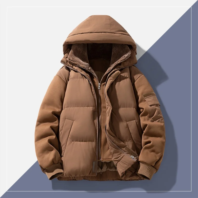 

Утепленная хлопковая куртка с капюшоном в американском стиле для мужчин, новая модная зимняя одежда для подростков, теплая, морозостойкая верхняя одежда
