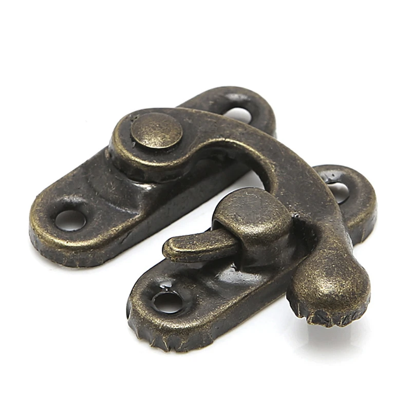 10pcs  Antique Metal Catch Curved Buckle Horn Lock Clasp Hook Gift Jewelry Box Padl
