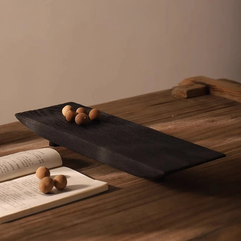 ‌Wabi Sabi Tea Tray Wood Dining Room Serving Board Natural Centerpiece for Tea Ceremony Zen Home Decor Farmhouse Display Plates