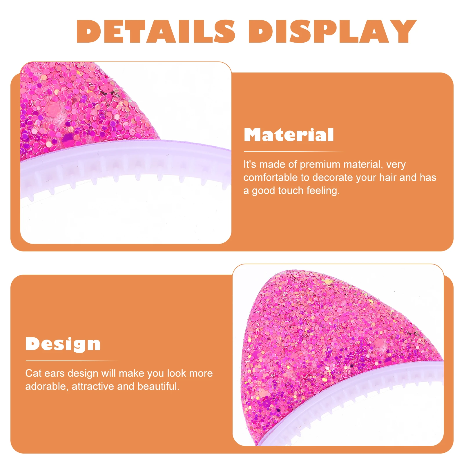 

6 Pcs Cat Ears Headb Glitter Hairb Party Polyester Accessories Comfortable Decorative Halloween Carnival