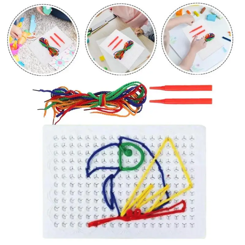 Montessori threading board para crianças colorido sensorial atividade placa interativa aprendizagem precoce laço brinquedo crianças presente de aniversário