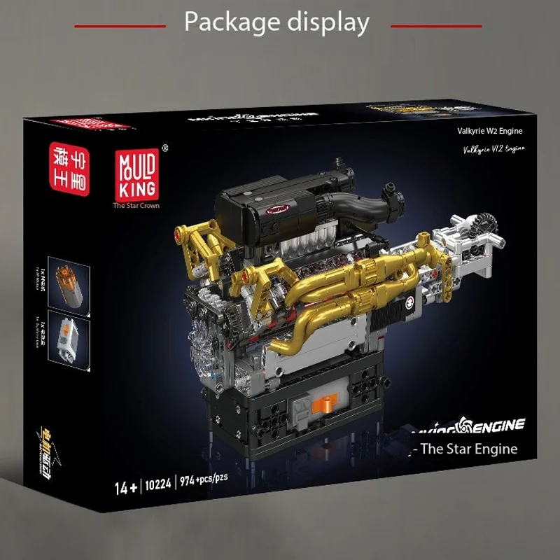 10224 modelo de bloco de construção de motor v12 974 peças kit de montagem mecânica diy para adultos modelo de exibição de colecionador