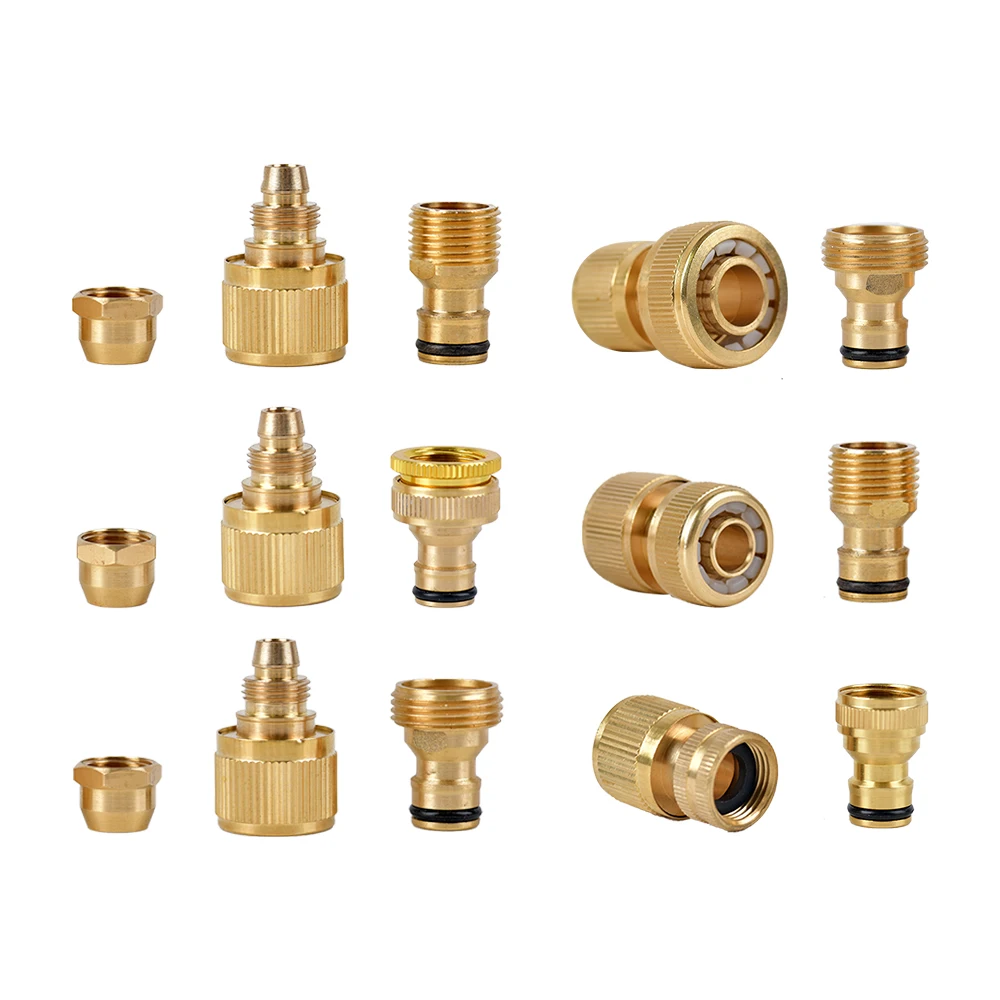 Latão Jardim Rega Adaptador, Rosca Conector Rápido Fittings, gotejamento Irrigação Cobre Mangueira, 1/2 \