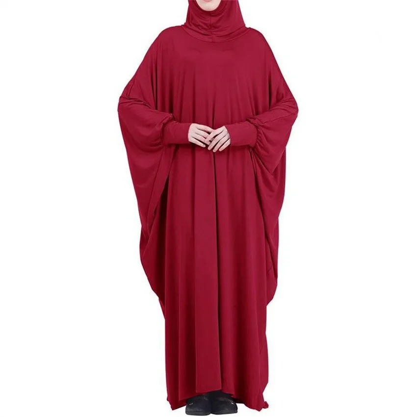Muslimische Abaya mit Kapuze, Smockärmel, einteiliges Gebetskleid, Damen, Jilbab, islamische Kleidung, Dubai, Saudi-Arabien, schwarze Robe, türkische Bescheidenheit
