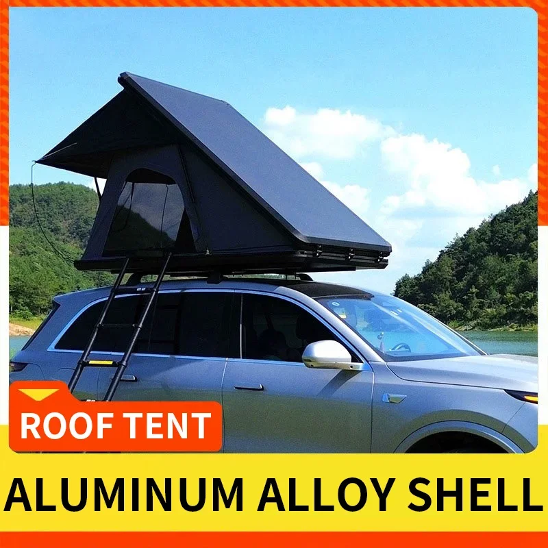 Hard-Shell Car Roof Tent, Lightweight Triangular Roof Tent, Flip-Top Roof Tent, for 1–3 People, Aluminum Shell(Customized)