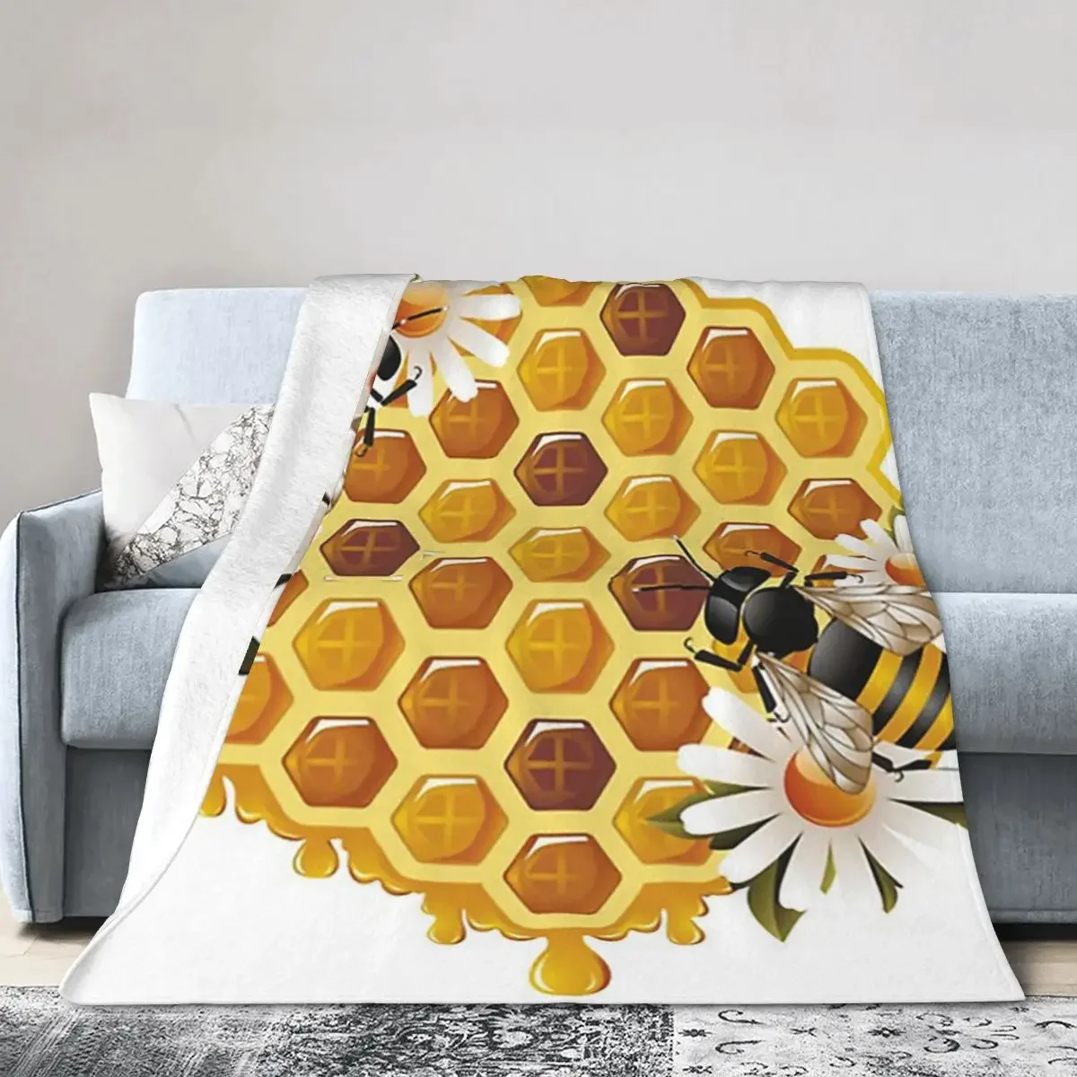 

Bee Honey Blankets Soft Warm Flannel Throw Blanket Bedspread for Bed Living room Picnic Travel Home Couch