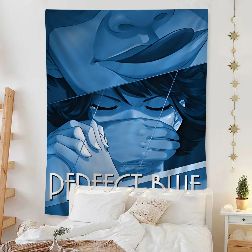 Anime Perfect Blue Anime Colorful Tapestry Wall Hanging Hippie Flower Wall Carpets Dorm Decor Japanese Tapestry