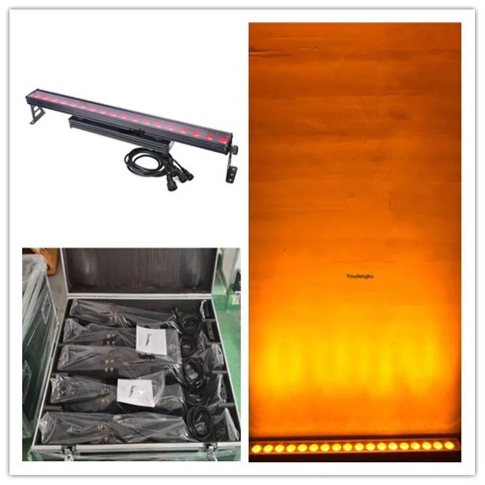 4 pieces with flightcase Waterproof 18x15Watt rgbwa 5 in 1 wall washer outdoor led lights ip65 dmx512 led rgbwa wall washer 15w