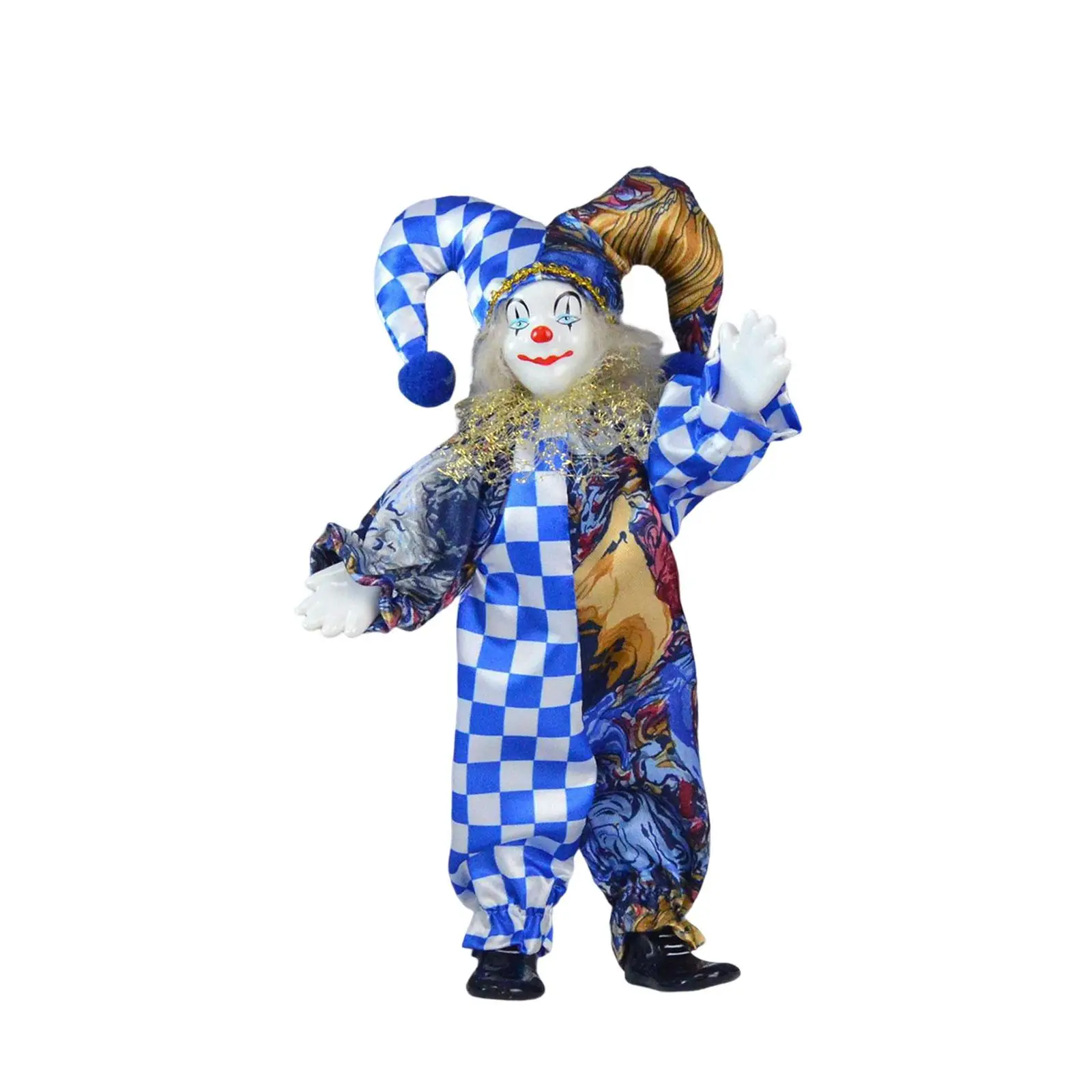 Cute Clown Doll Home Decoration 24cm Porcelain Clown Standing Delicate Arts Ornaments Holiday Valentin Gift Kids Toy Game Prop