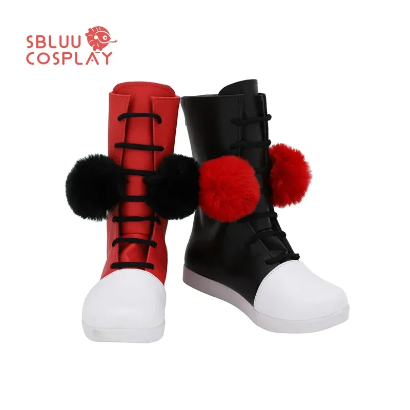 

SBluuCosplay женский клоун Джокер обувь для косплея Хэллоуин вечерние черные красные ботинки на заказ