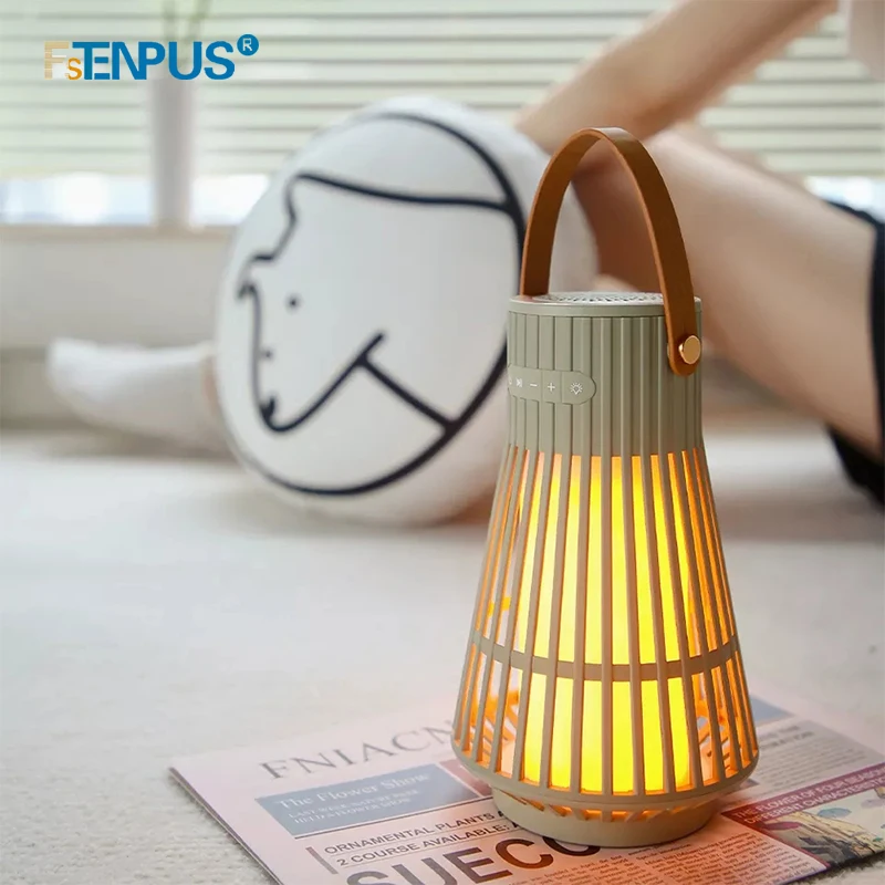 

Fstenpus LED Flame Night Light with Bluetooth Outdoor Speaker Waterproof Atmosphere Lamp for Interior Decoration Home Camping