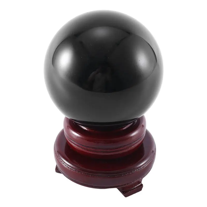 Customer Favorite 80MM Natural Black Sphere Large Crystal Ball Healing Stone With Base