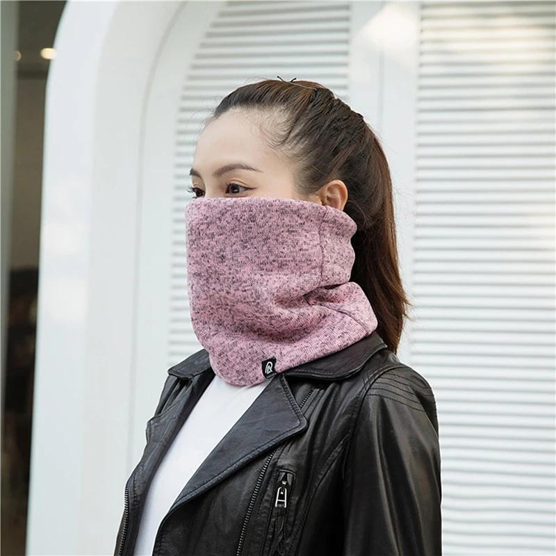 Hot Plain Knitted Veil Ring Scarf Men Women Autumn Winter Neckerchief Outdoor Cycling Windproof Warm Muffler Collar Dual-purpose